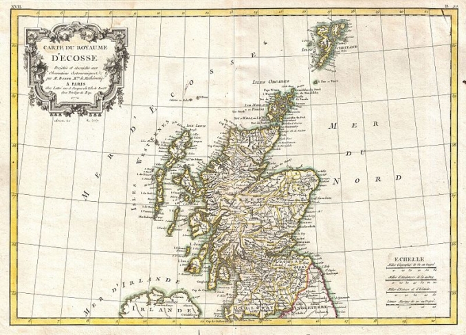 1772 Bonne Map of Scotland 
