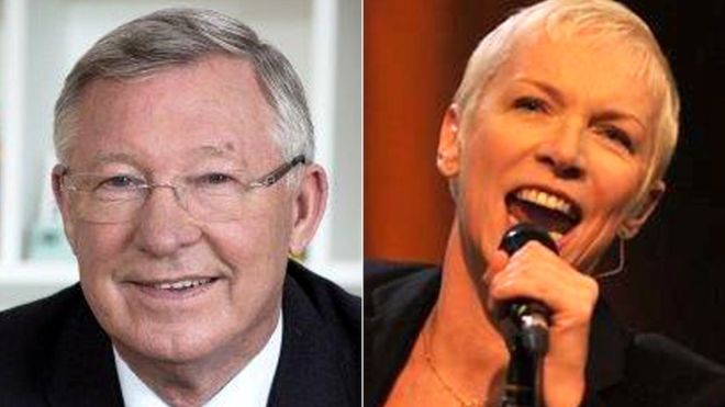 Annie Lennox and Alex Ferguson. Image from BBC Scotland