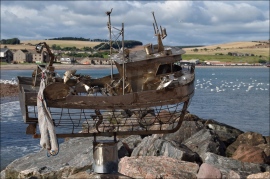 Fishing boat sculpture in Stonehaven