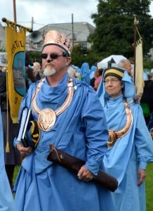 Grand Bard Merv Davey Telynor an Weryn with Deputy Grand Bard Elizabeth Carn Melennek