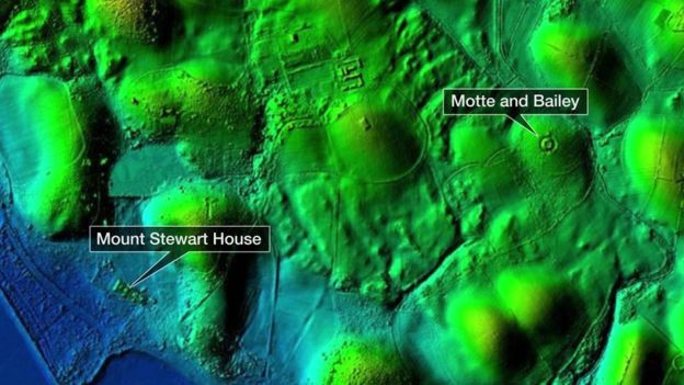 Hidden 12 century castle at Mount Stewart via Lidar - image BBC