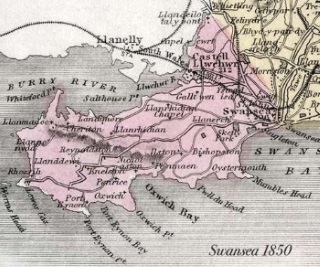 Map of Gower Peninsula 1850