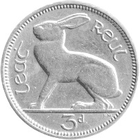 Hare on old Irish three pence