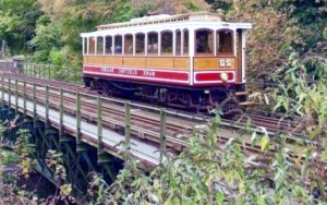 Manx Electric Railway on bridge