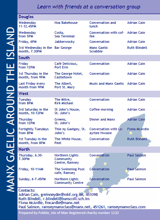 Leaflet on Manx Gaelic programme on Isle of Man