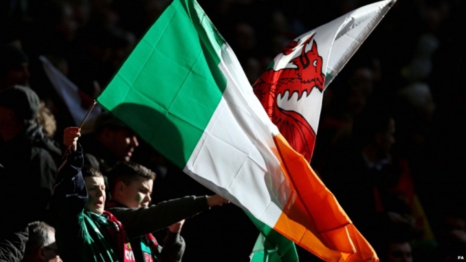 Irish and Welsh fags. Image BBC Wales
