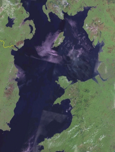 Irish Sea satellite image from NASA Blue Marble project
