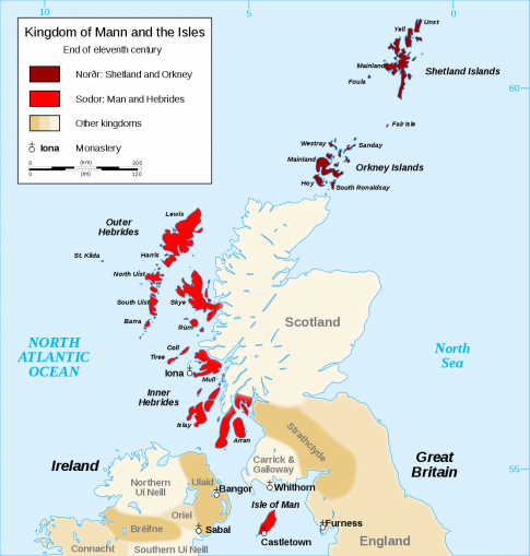 Kingdom of Mann and the Isles image courtesy of Wikipedia
