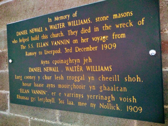 Memorial Plaque in Our Lady of the Sea and St Maughold Church Ramsey