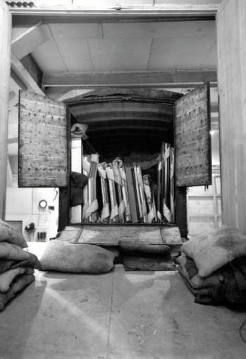 Paintings being stored in Manod quarry in WWII