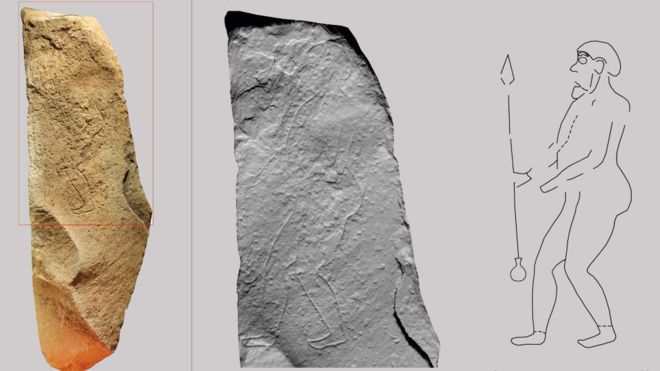 Pictish warrior carved on stone courtesy of University of Aberdeen