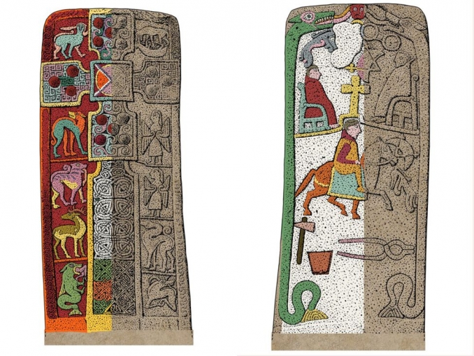 Pictish Stones in colour image from HES