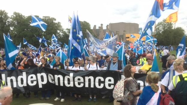 Scottish independence rally. Picture from BBC Scotland