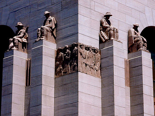 Sculptures on Anzac Memorial. Hyde Park Sydney