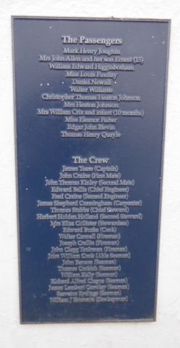 SS Ellan Vannin memorial with names