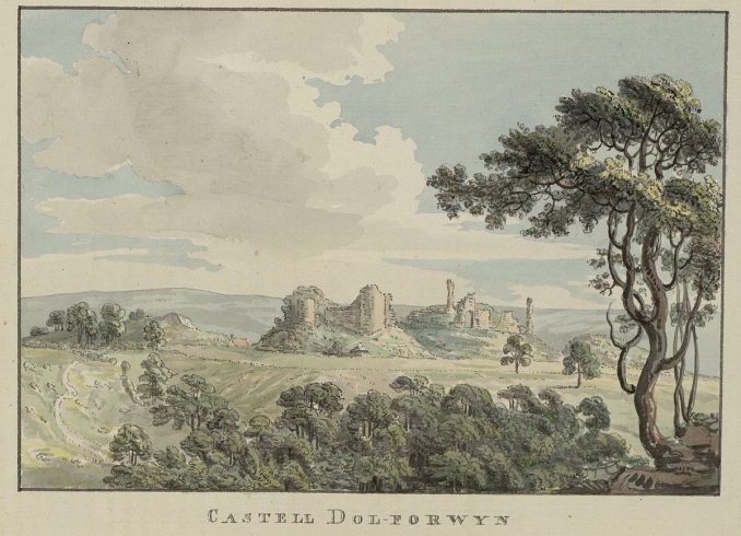 Castell Dolforwyn image source National Library of Wales Llyfgrell Genedlaethol Cymru.