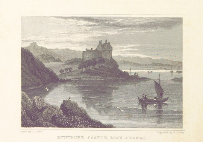 Duntrune Castle, Loch Crenan engraving by Samuel Lacey date 1829