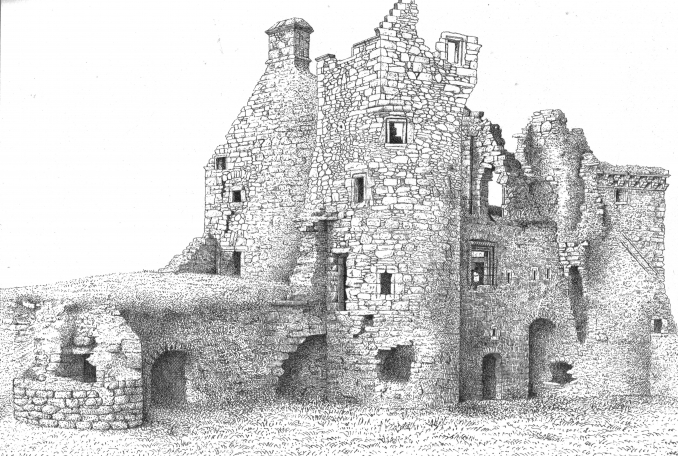 Seagate Castle from the north-east, Irvine, North Ayrshire, Scotland. Source Muniments of Royal Burgh of Irvine by Roger Griffith - W. Galloway 1890.