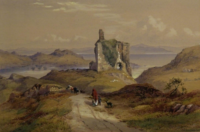 Tarbert Castle, Loch Fyne by Thomas Miles Richardson I (1784–1848), Courtesy University of Dundee Fine Art Collections, source: artuk.org.