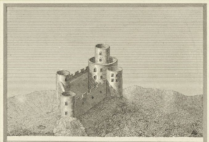 Tretower Castle - From a survey in the beginning of the 16th century thought to be by James Basire II (1769–1822)