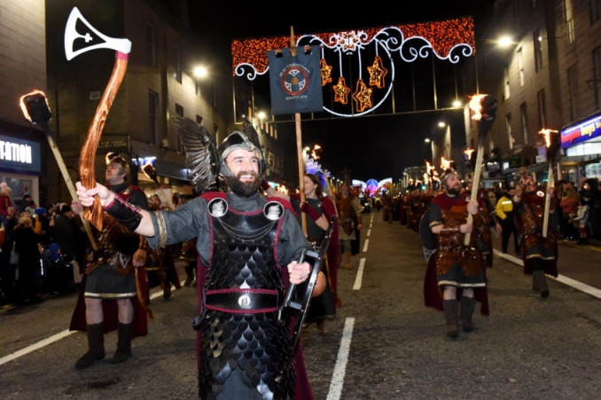 Up Helly Aa crew image from Aberdeen Press and Journal