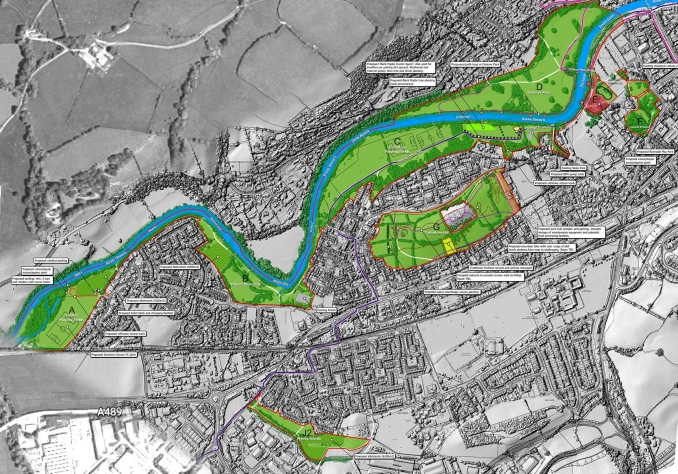 View of area for green spaces scheme in Newtown